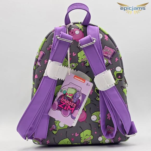 Loungefly Nickelodeon Invader Zim GIR Snacks & Pig AOP Mini Backpack Bag New - Picture 5 of 5